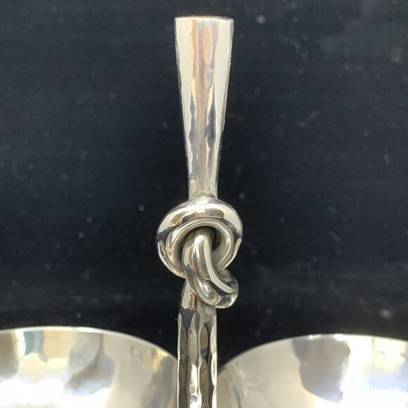 Mary Jurek Knotted Handle Helyx Three Bowl Snack Set Stainless Vintage MCM - Picture 2 of 6